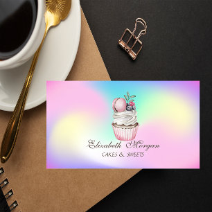 Macaron  Cupcake,Sweets Bakery Holographic Business Card
