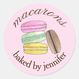 Macaron French Pastry Cookies Macarons Baked By Classic Round Sticker