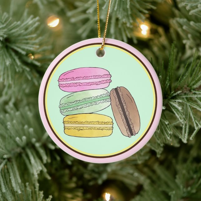 Macaron French Pastry Cookies Macarons Patisserie Ceramic Tree Decoration (Tree)