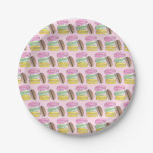 Macaron French Pastry Cookies Macarons Patisserie Paper Plate