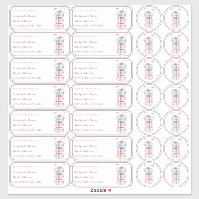 Macaron Individual name address + envelope (Sheet)