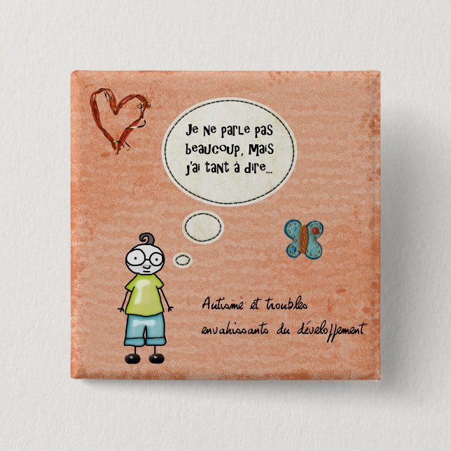 Macaron Je ne parle pas beaucoup 15 Cm Square Badge (Front)