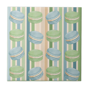 Macaron Light Blue and Soft Olive Green Tile