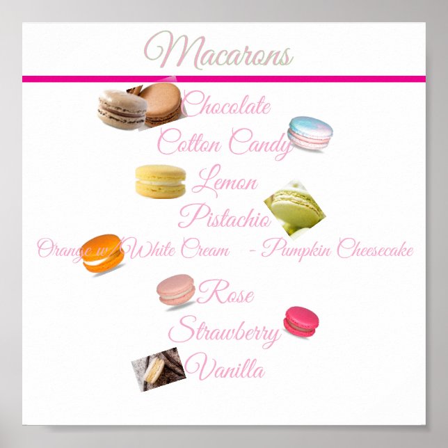 Macaron List Dessert Table Poster (Front)