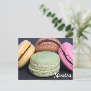 Macaron pastries for sweet tooth gift holiday postcard