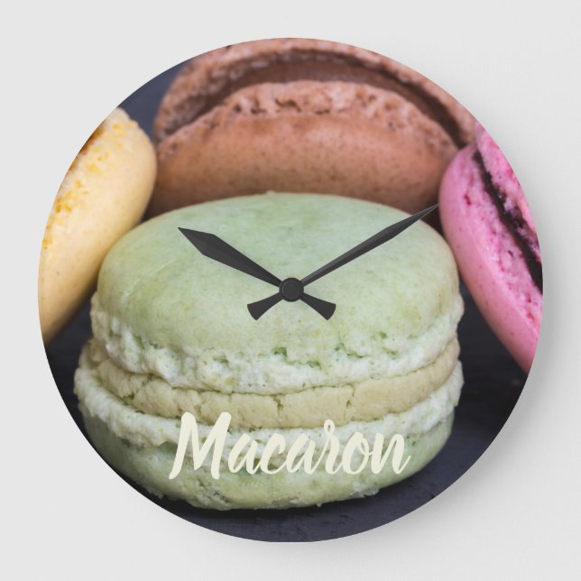 Macaron pastries for sweet tooth gift large clock (Front)