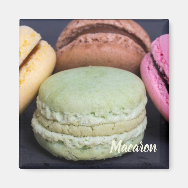 Macaron pastries for sweet tooth gift magnet (Front)