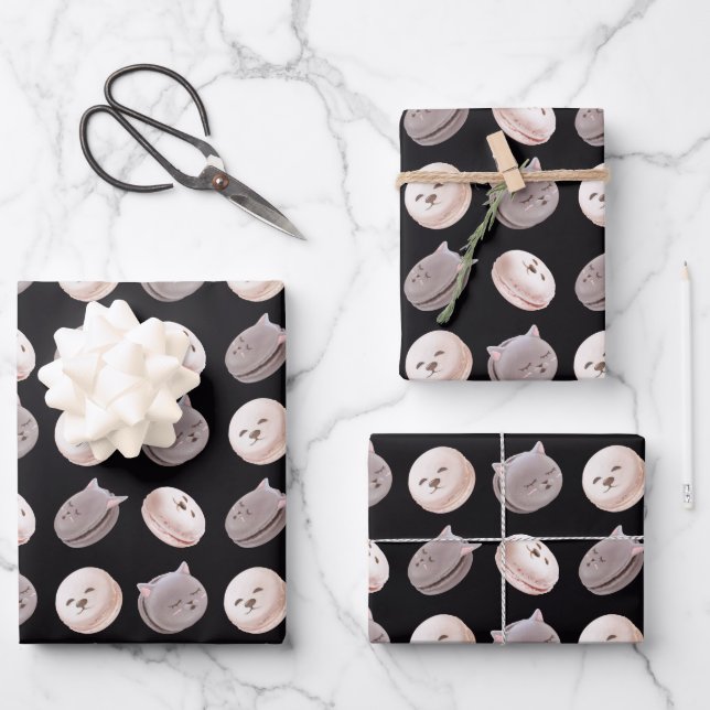 Macaron Pattern Wrapping Paper Sheet (Front)