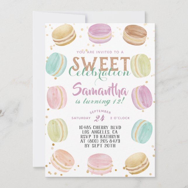 Macaron Sweet Celebration Birthday Invitation (Front)