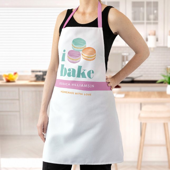 Macaron Turquoise Purple Orange Bold Typography Apron (Creator Uploaded)