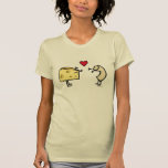 Macaroni and Cheese Love T-shirt<br><div class="desc">Cute macaroni and cheese cartoon t-shirt with a big red heart to show that mac loves cheese.  Adorable pasta noodle and chunk of cheese with outstretched arms towards each other.  Original design with registered copyright by Fun T-shirts,  Inc.</div>