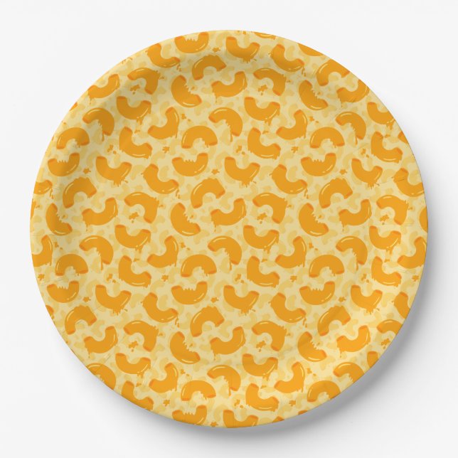 Macaroni and Cheese Pattern Paper Plate (Front)
