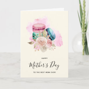 Macarons and Flowers Watercolor Mother's Day Card