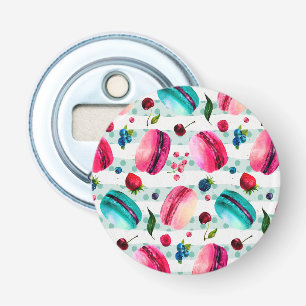 Macarons French Pastry With Berries Pattern Bottle Opener