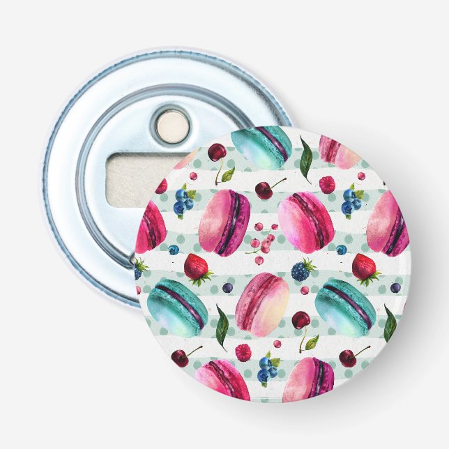 Macarons French Pastry With Berries Pattern Bottle Opener (Front)