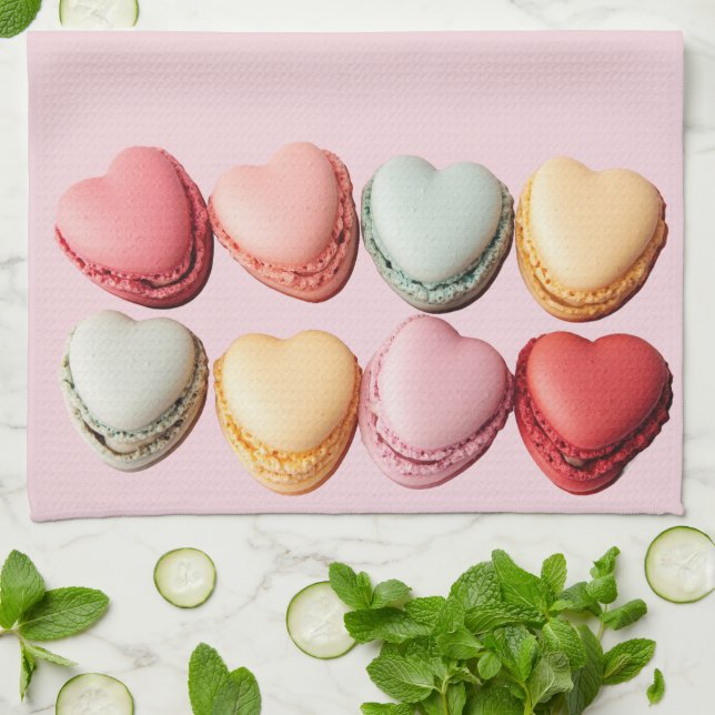 Macarons Hearts Kitchen Towel (Folded)
