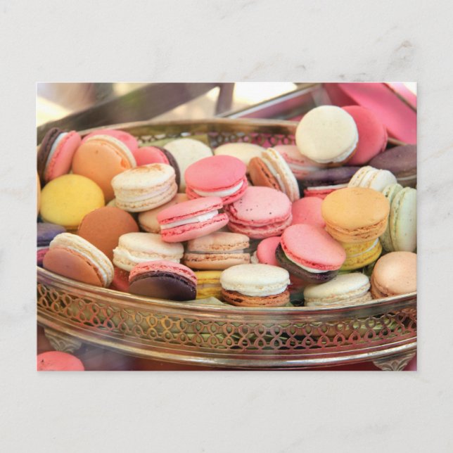 Macarons in different colours postcard (Front)