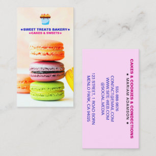 Macarons Pastry Chef   Macaroons Bakery Logo  Business Card