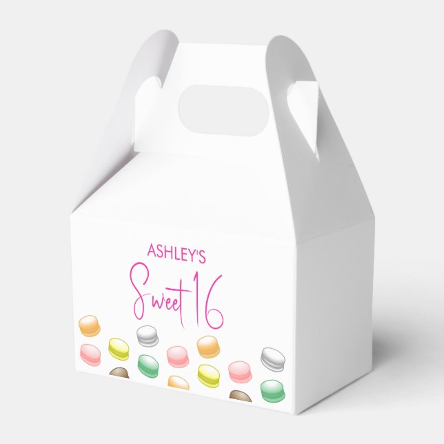 Macarons Sweet 16 Party Favour Box (Front Side)