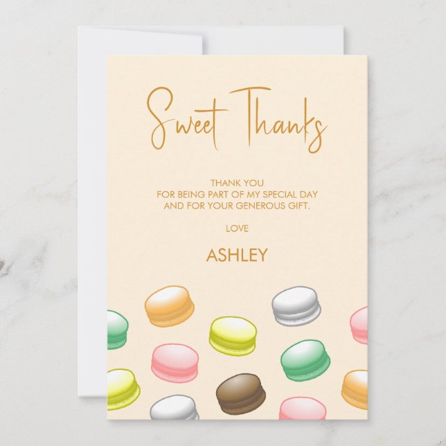 Macarons Sweet 16 Thank You Card (Front)