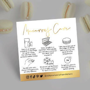 Macarons White & Gold Modern Desserts Care Guide Square Business Card
