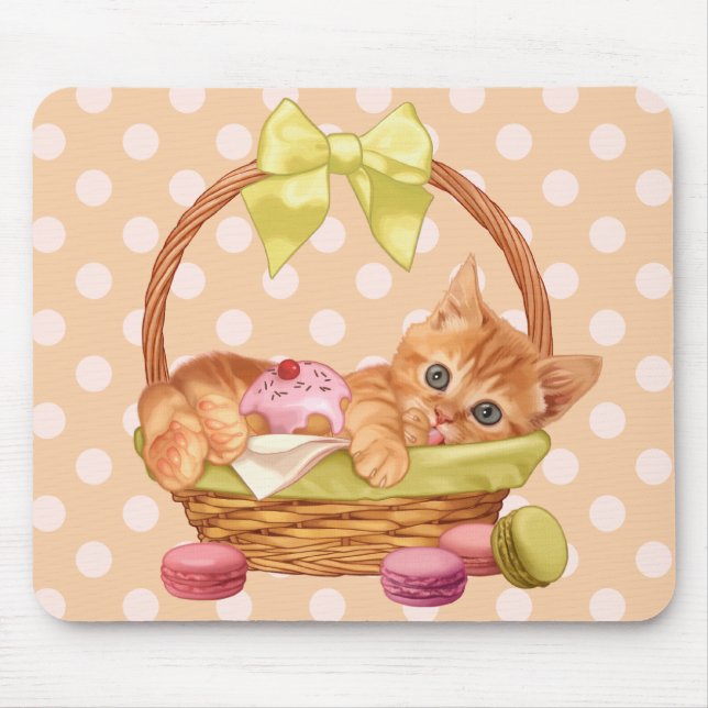 Macaroon and cupcake kitten mouse pad (Front)
