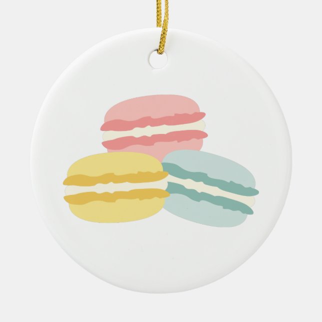 Macaroon Cookies Ceramic Tree Decoration (Front)