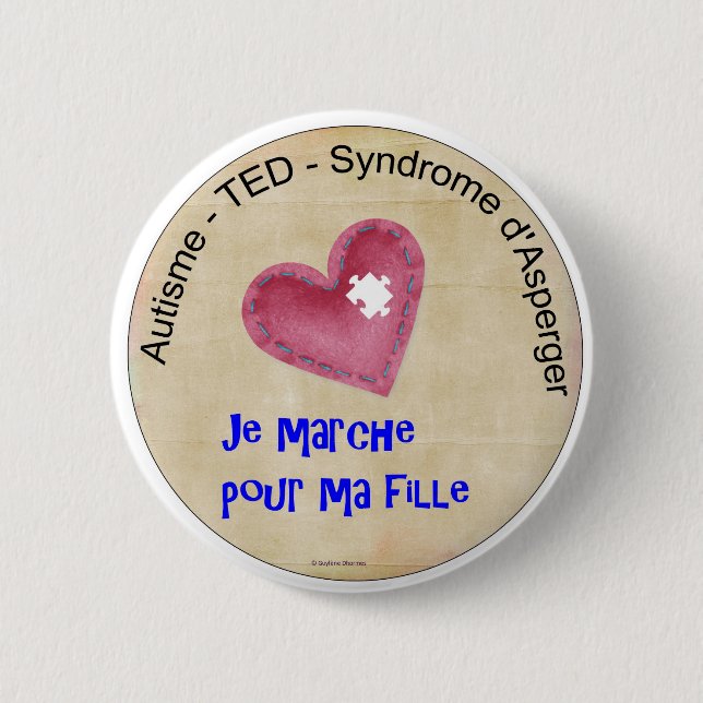 Macaroon I walk for my daughter 6 Cm Round Badge (Front)