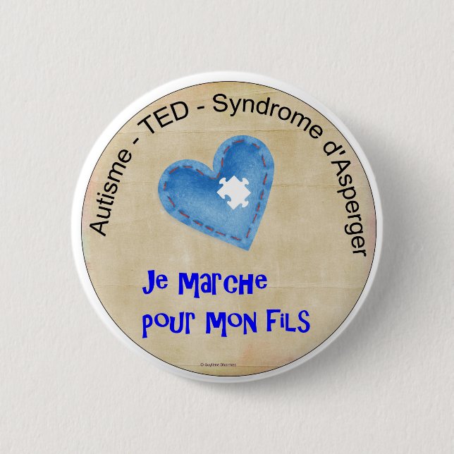 Macaroon I walk for my son 6 Cm Round Badge (Front)