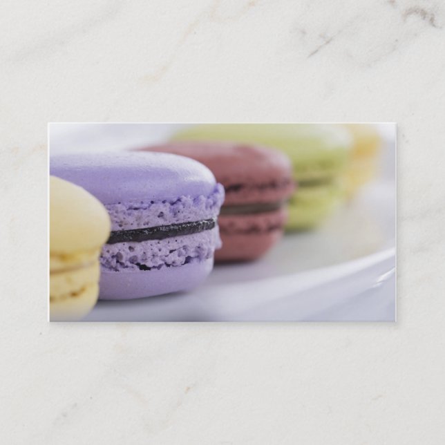 Macaroon macaron french pastry chef bakery caterer business card (Front)