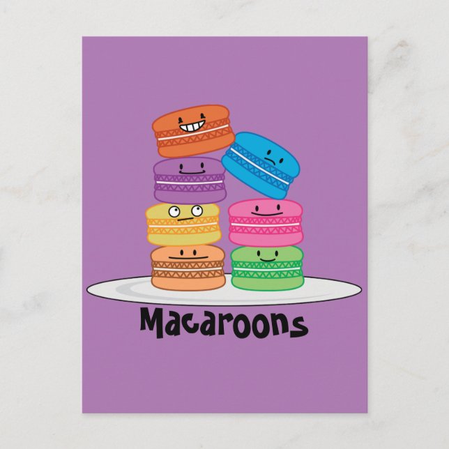 Macaroon Macaroons Cookie French sweet dessert Postcard (Front)
