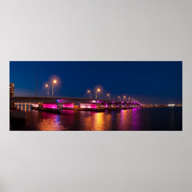MacArthur Causeway at night - Poster (Front)
