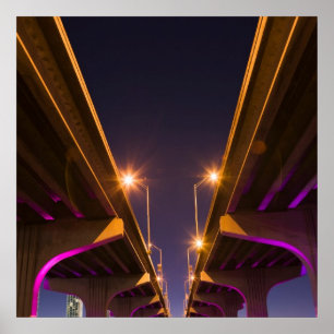 MacArthur Causeway seen from underneath at dusk Poster