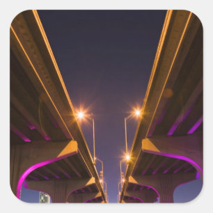 MacArthur Causeway seen from underneath at dusk Square Sticker