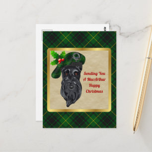 MacArthur Clan Badge & Tartan Christmas Postcard