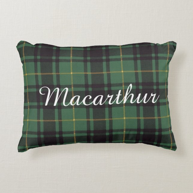 Macarthur clan Plaid Scottish tartan Decorative Cushion (Front)