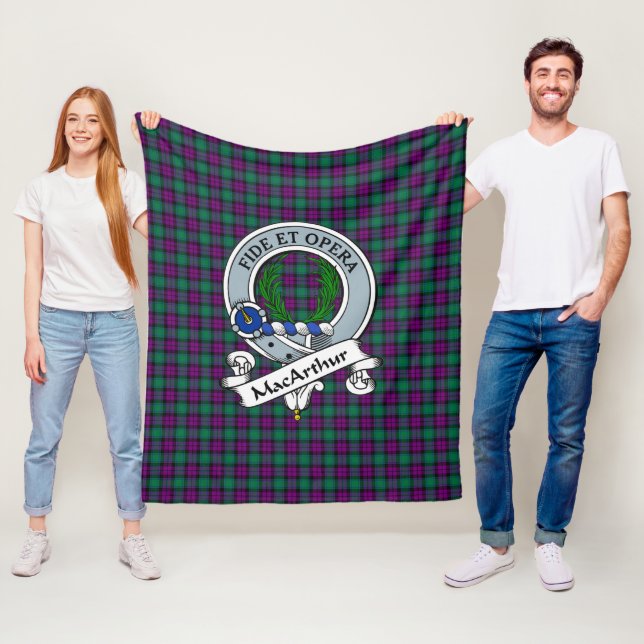 MacArthur of Milton Clan Badge Tartan Plaid Fleece Blanket (In Situ)