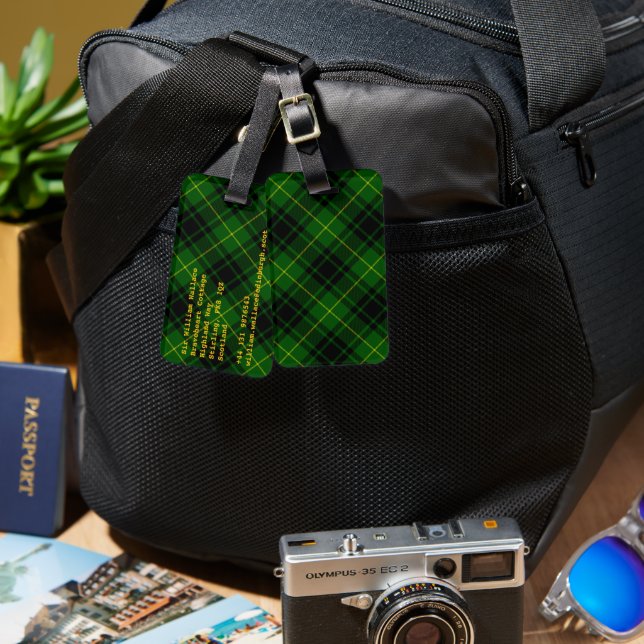 MacArthur tartan green plaid Luggage Tag (Front & Back)