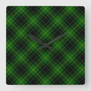 MacArthur tartan green plaid Square Wall Clock