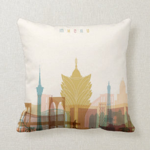 Macau, China City Skyline Cushion