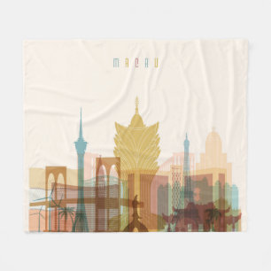 Macau, China City Skyline Fleece Blanket