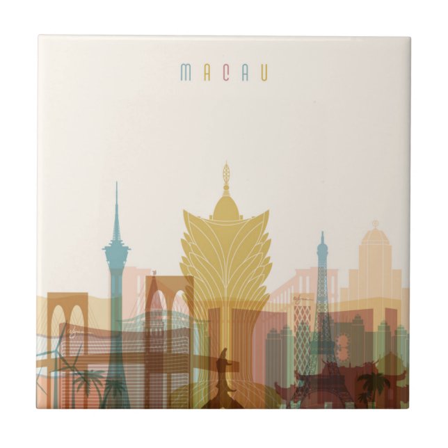 Macau, China | City Skyline Tile (Front)