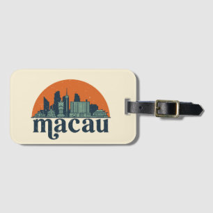 Macau China Retro City Skyline Cityscape Art Luggage Tag