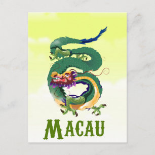 Macau China Vintage style travel poster Postcard