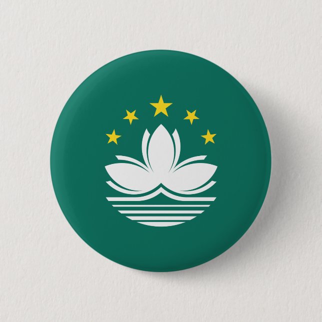 Macau Flag 6 Cm Round Badge (Front)
