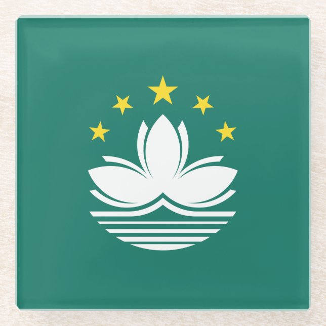 Macau Flag Glass Coaster (Front)