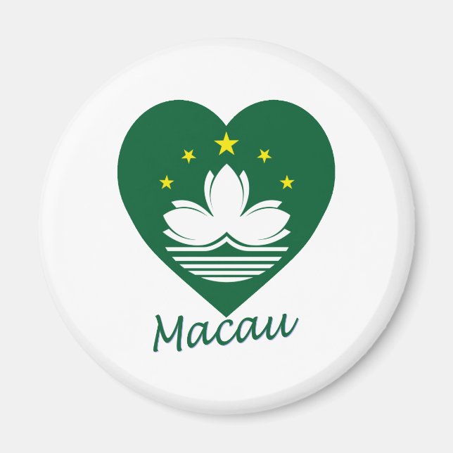 Macau Flag Heart Magnet (Front)