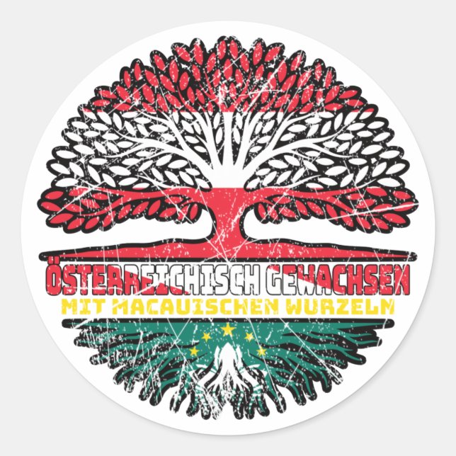 Macau Macauisch Österreichische Baum Classic Round Sticker (Front)
