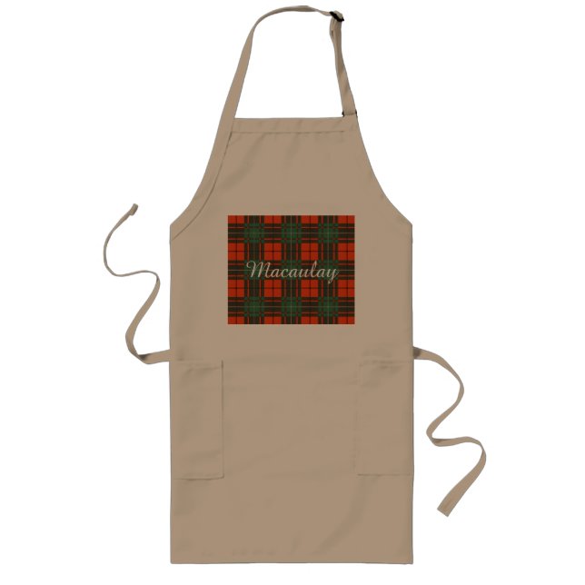 Macaulay clan Plaid Scottish tartan Long Apron (Front)
