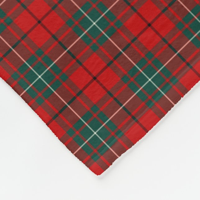MacAulay Clan Red and Green Tartan Fleece Blanket (Corner)